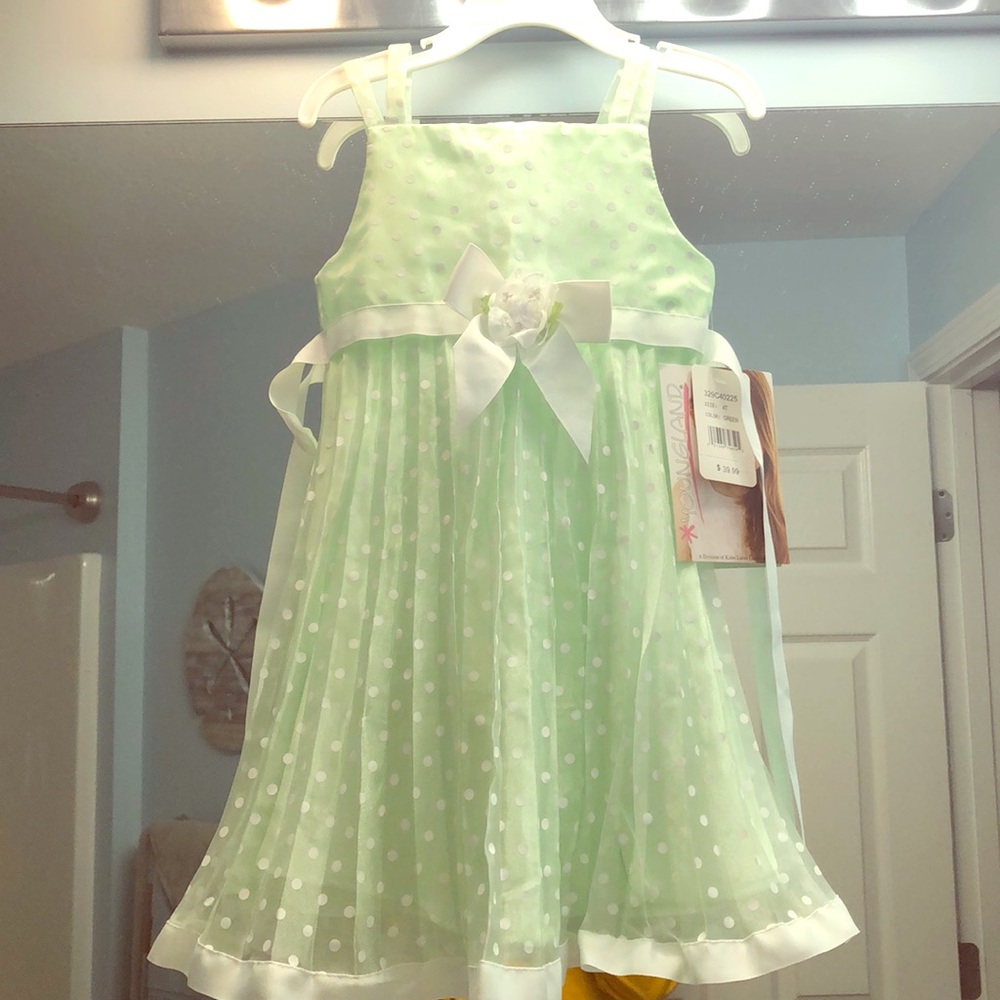 Mint pleated Easter Dress
